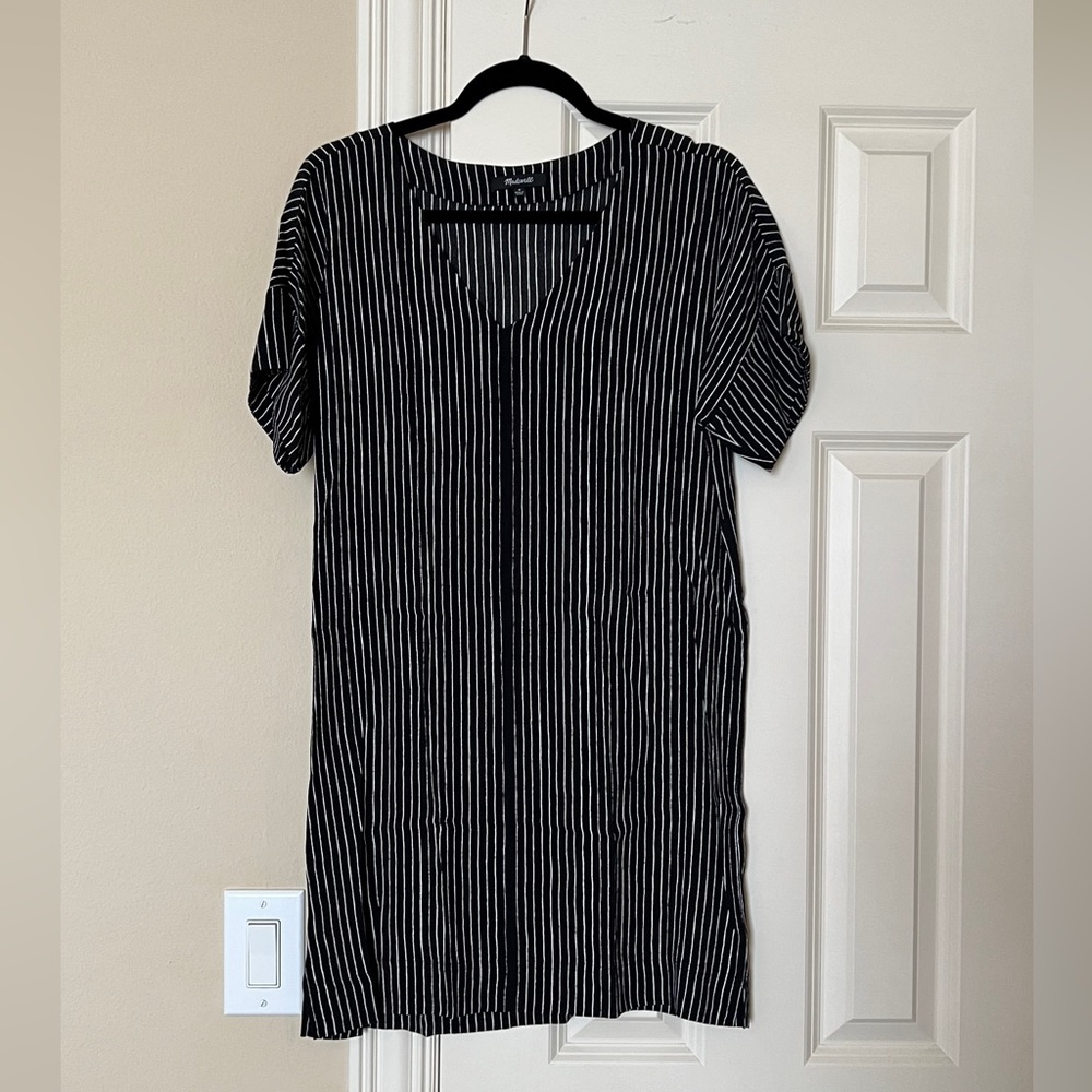 Madewell Novel Shift Dress Black and White Stripe